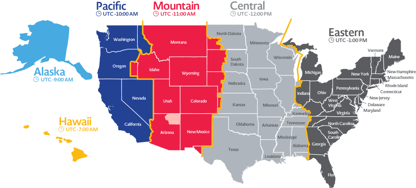 Different Time Zones  United States Time Guide for Businesses